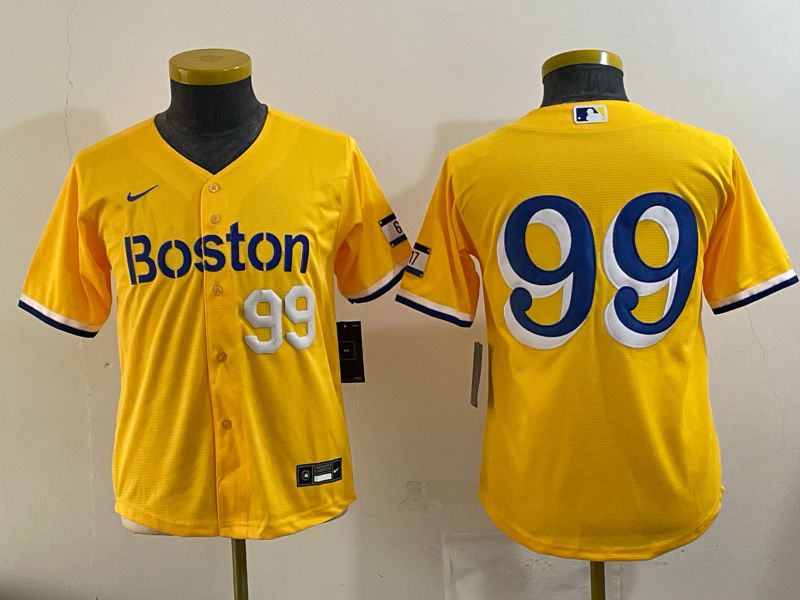 Youth 2025 Boston Red Sox #99 No Name Yellow Nike MLB Jersey 01